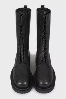 Leather boots with chunky soles