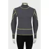 Gray sweater with contrast seams