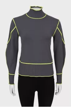 Gray sweater with contrast seams