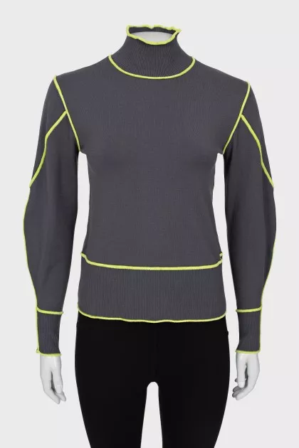 Gray sweater with contrast seams