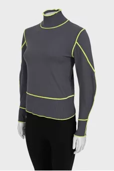 Gray sweater with contrast seams