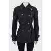 Black cropped trench coat with tag