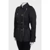 Black cropped trench coat with tag