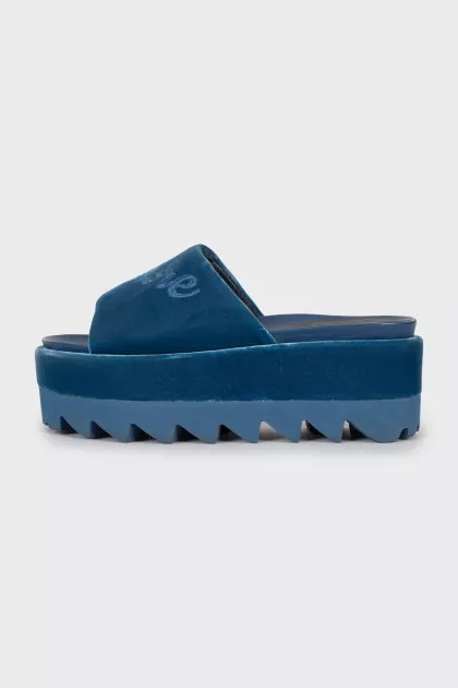 Chunky velor slides