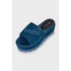Chunky velor slides