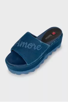 Chunky velor slides