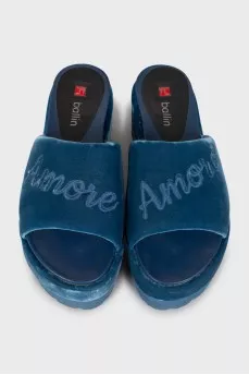 Chunky velor slides
