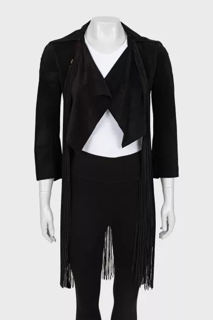 Suede jacket with fringes