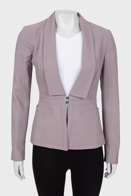 Slim fit jacket with V-neck