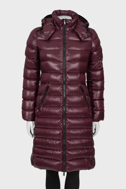 Dark purple quilted down jacket