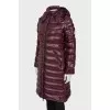 Dark purple quilted down jacket