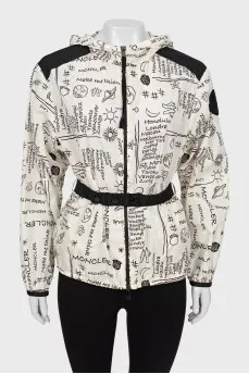 Black and white printed windbreaker