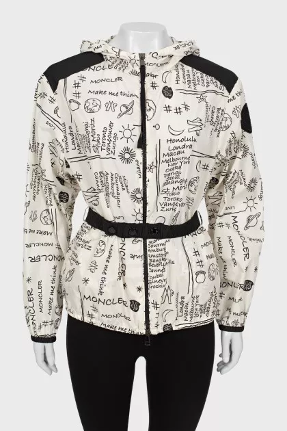 Black and white printed windbreaker