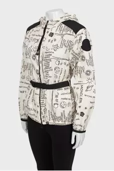 Black and white printed windbreaker