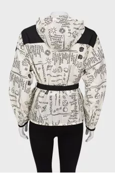 Black and white printed windbreaker