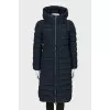 Dark blue quilted down jacket 