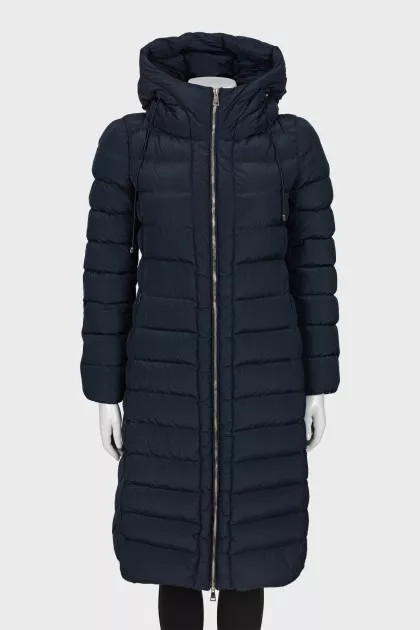 Dark blue quilted down jacket 