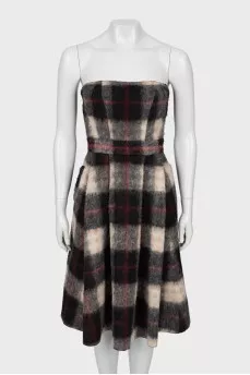 Off shoulder checkered dress