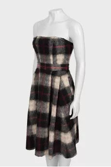 Off shoulder checkered dress