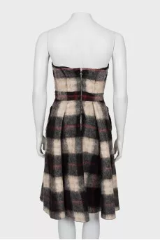Off shoulder checkered dress