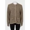 Knitted green jacket with buttons