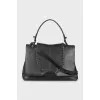 Leather bag with wicker
