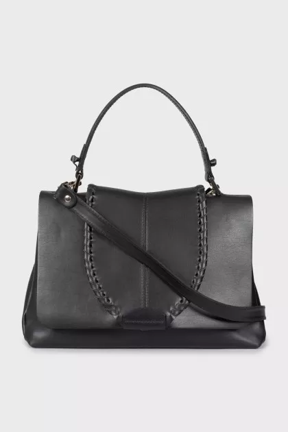 Leather bag with wicker
