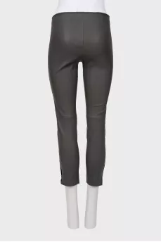 Gray leather trousers