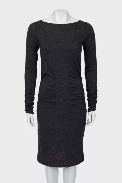 Gray wool dress
