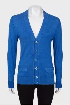 Blue cashmere and silk cardigan