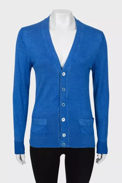 Blue cashmere and silk cardigan