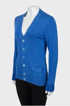 Blue cashmere and silk cardigan