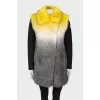 Two-tone fur coat with press-studs closure 