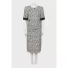 Linen suit with printed skirt