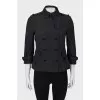 Cropped black trench coat