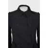Cropped black trench coat