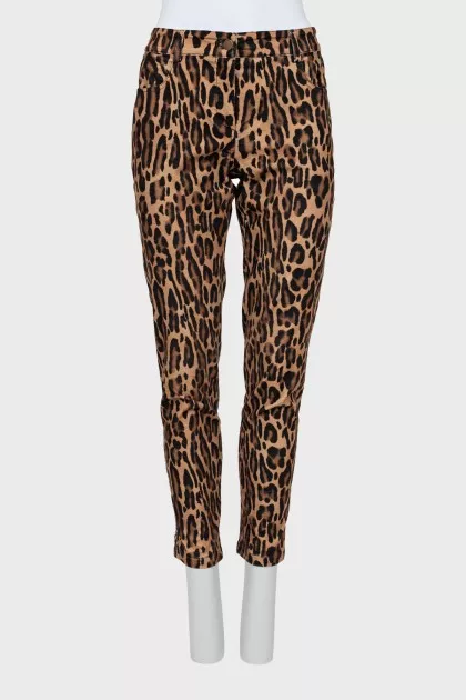 Animal print velor trousers