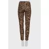 Animal print velor trousers