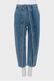 Blue embellished banana jeans