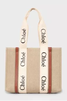 Linen tote bag with brand logo