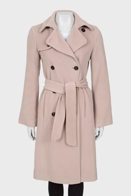 Beige coat with belt