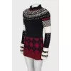 Knitted mini dress with high neck