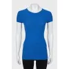 Blue ribbed T-Shirt with tag