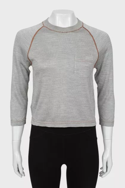 Gray pullover with 3\4 sleeves