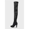 Combined high-heeled boots