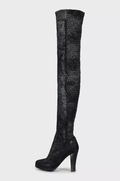 Combined high-heeled boots