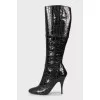 Embossed leather boots