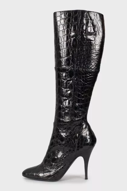 Embossed leather boots