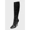 Embossed leather boots