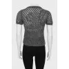 Knitted T-shirt decorated with rhinestones